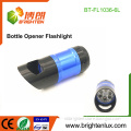 Factory Bulk Sale Aluminum CR2032 Button Cell Powered Material 6 led mini Flashlight Keychain light with Bottle Opener
